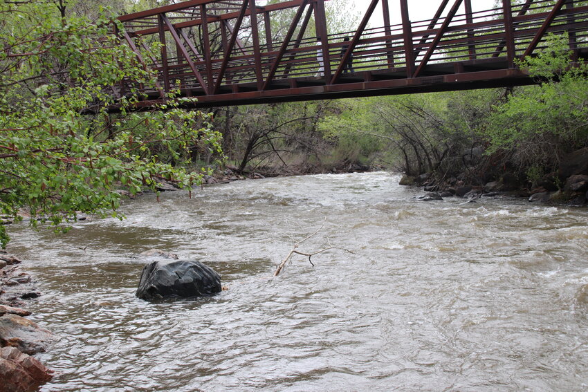 Clear Creek's waters were much higher than normal under the Grant Terry Bridge. It flowed over its banks earlier in May after days of heavy rain.